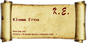 Klemm Erna névjegykártya